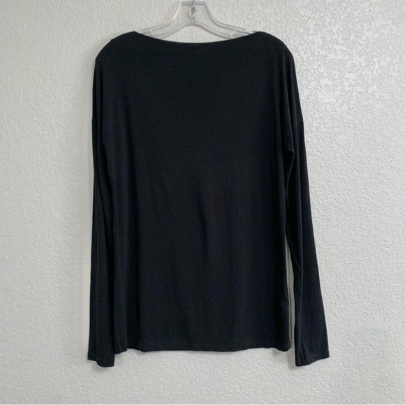 Vince Tee Womens M Modal Long Sleeve Drop Shoulder Minimalist Black - Picture 1 of 16